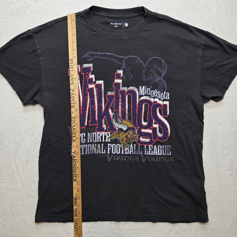Abercrombie NFL Vikings Graphic Tee Black Streetwear XL - Picture 6 of 8